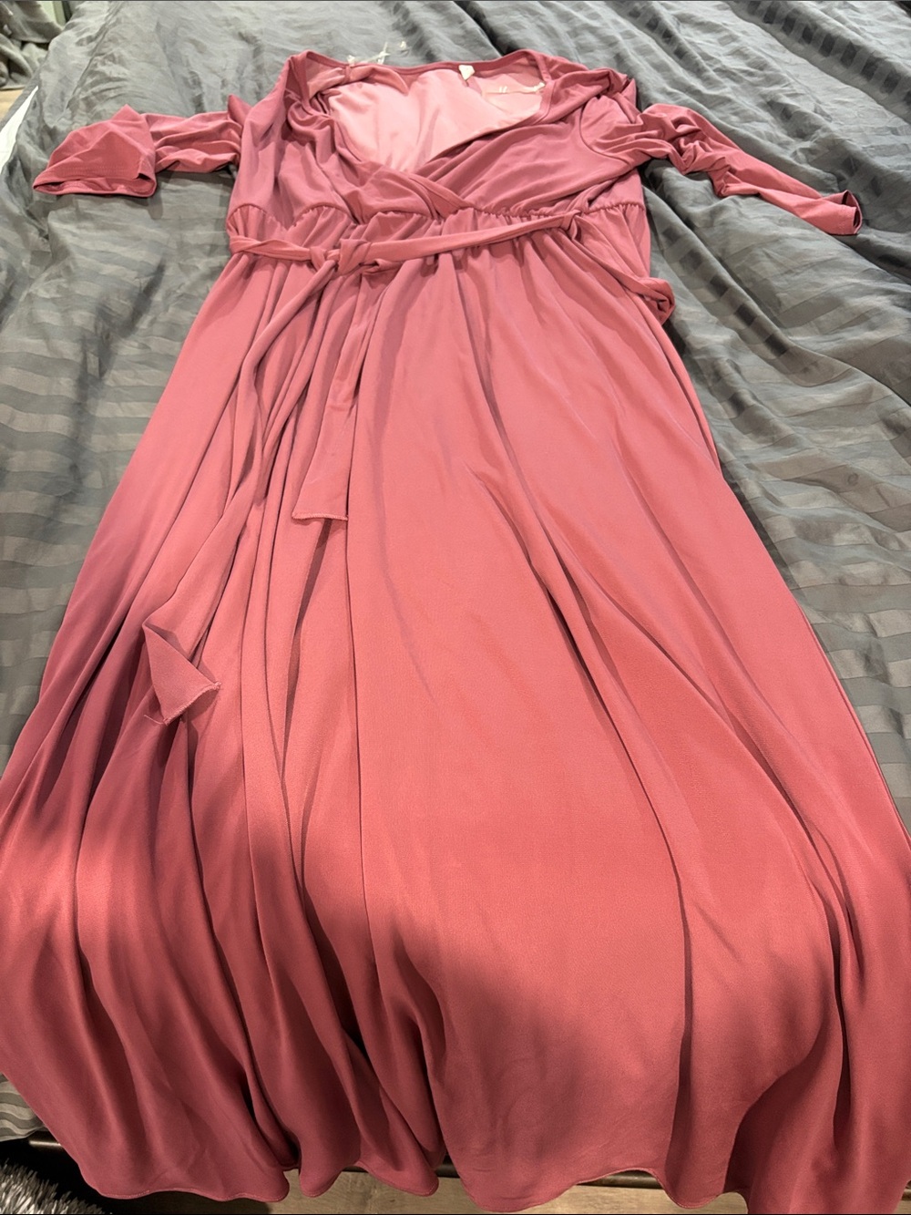Pinkblush Dusty Rose Wrap Maxi Dress with Waist Tie